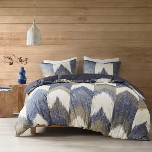 Vista 14 de Ink+Ivy Juego de edredón tamaño King, acogedor edredón de algodón para todas las estaciones, juego de cama ligero con 2 fundas a juego, diseño Aqua