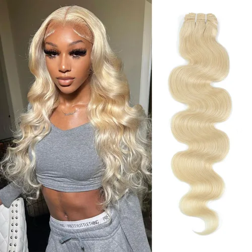 Vista 27 de DMKEEP Extensiones de cabello humano ondulado con cierre, 12, 14, 16+10 pulgadas, 100% cabello virgen brasileño sin procesar, 3 paquetes con cierre