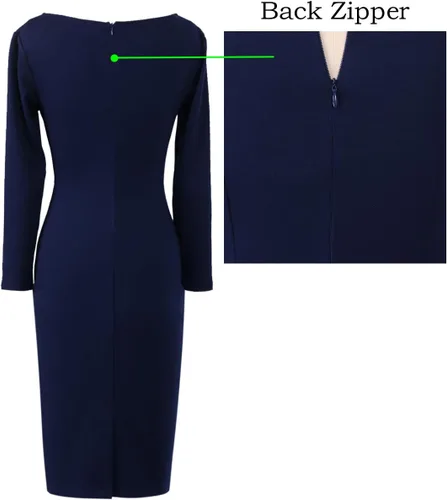 Vista 6 de VFSHOW - Vestido de tubo para mujer, con cremallera frontal, ajustado, tipo lápiz, para el trabajo, negocios, oficina, fiesta
