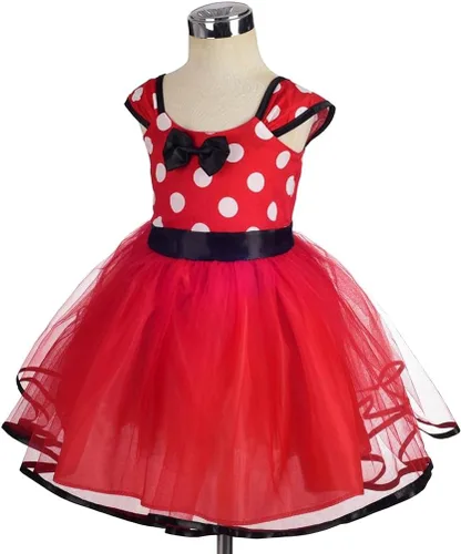 Vista 3 de Dressy Daisy Disfraz de lunares para bebé niña, vestido de tul para fiesta de cumpleaños, con diadema, color rosa, rojo, morado, rosa intenso