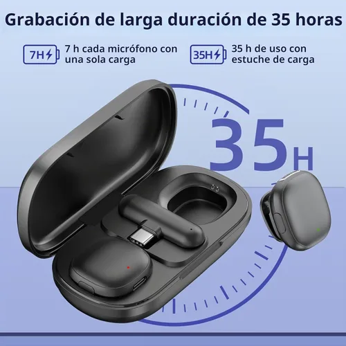 Vista 3 de NPTCL Micrófono Lavalier inalámbrico para iPhone 17/16/15 - Mini micrófono con cancelación de ruido Ai USB C Clip en el micrófono de solapa