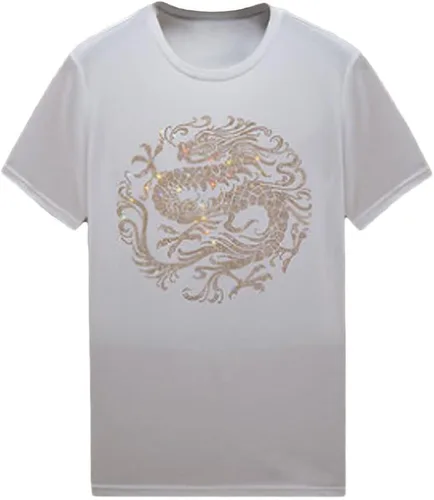 Vista 35 de HZCX FASHION Camiseta con strass brillante para Hombres y Mujeres, manga corta, con pedrería, para festivales de rock, con gemas, de algodón