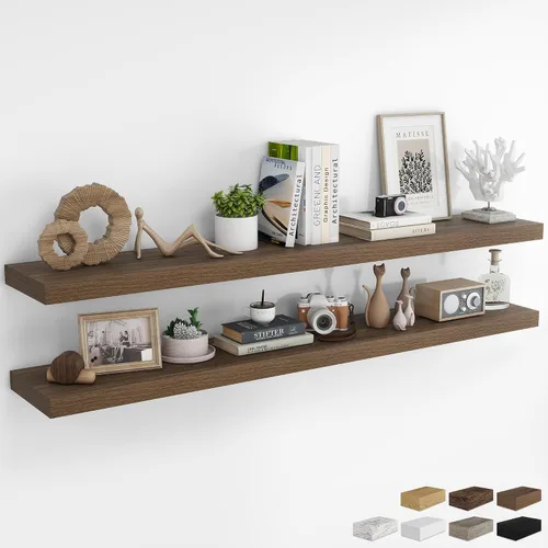Vista 12 de RICHFOCUS Estantes flotantes de 8 pulgadas para estantes cuadrados de pared para dormitorio, cocina, baño, estante flotante de madera rústica