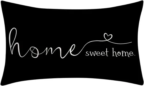 Vista 9 de Fundas decorativas de almohada estilo casa de campo con texto "Home Sweet Home", de 12 x 20 pulgadas, funda de almohada para decorar, regalo