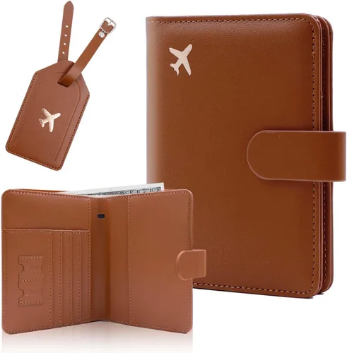 Vista 15 de Melsbrinna Rfid - Soporte para pasaporte para mujeres y hombres, juego de etiqueta de maleta de viaje, bonita cartera de pasaporte con ranuras