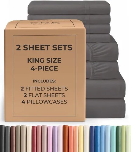 Vista 166 de Pack of 2, Twin Size 3 Piece Sheet Set - Breathable & Cooling - White