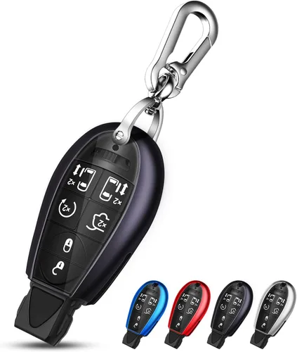Vista 8 de QBUC Funda para llavero Dodge con llavero de TPU compatible con Dodge Ram Jeep Chrysler modelo 2008-2018 accesorios (azul)
