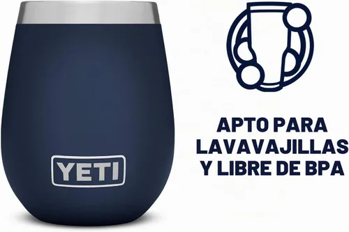 Vista 4 de YETI Rambler - Vaso de vino de 10 onzas, aislado al vacío, de acero inoxidable con tapa MagSlider, color azul marino