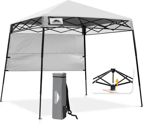 Vista 19 de EAGLE PEAK Toldo Emergente de 8x8 pies con Pared Lateral, Compacto, Portátil con Patas Inclinadas, Refugio Solar Instantáneo para Playa, Deportes
