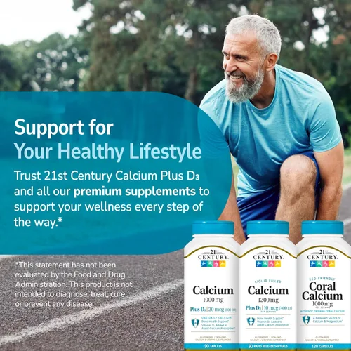 Vista 7 de 21st Century Calcium Plus D3 - Gel blando relleno de líquido, 1200 mg, 90
