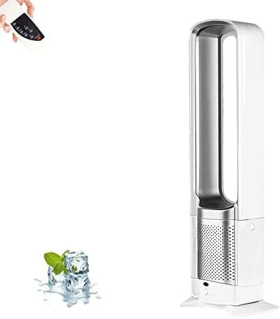 Vista 9 de Ventilador de torre oscilante portátil de 32 pulgadas, enfriamiento silencioso sin aspas con control remoto y temporizador, ventilador de pedestal