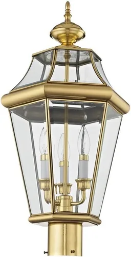 Vista 2 de Livex Lighting 2364-91 - Farol de poste para exteriores, 3 luces, níquel cepillado