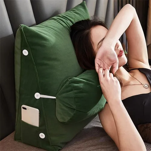 Vista 13 de Almohada triangular para lectura y dormir en forma de cuña con almohada ajustable para el cuello, soporte para cuerpo, espalda, lumbar, uso en cama