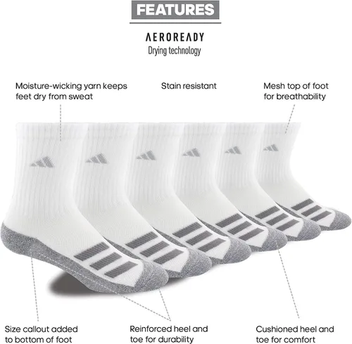Vista 2 de adidas Kids-Boy'sGirl's Cushioned Angle Stripe Crew Socks (6-Pair)