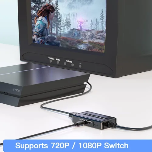 Vista 6 de Convertidor HDMI a S-Video/RCA, HDMI 1080P a Svideo compuesto AV + R/L convertidor de audio compatible con DVD/PS3/PS4/TV Stick
