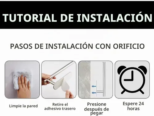 Vista 5 de Toallero autoadhesivo sin taladro, moderno, para baño, SUS 304, acero inoxidable, níquel cepillado (plateado)