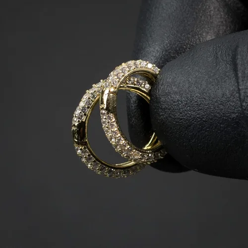 Vista 2 de Aretes de aro delgados para hombre, chapados en oro amarillo con circonita cúbica fina de plata de ley 925, Plata de ley, Circonia cúbica