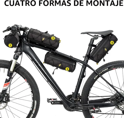Vista 4 de ROCKBROS - Bolsa para manillar de bicicleta, 2L, ligera, 4 formas de montaje en marco/asiento
