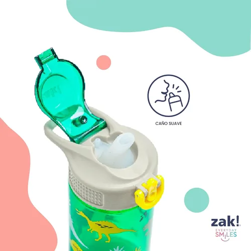 Vista 4 de Zak Designs Barbie Sage - Botella de agua para niños con popote a prueba
