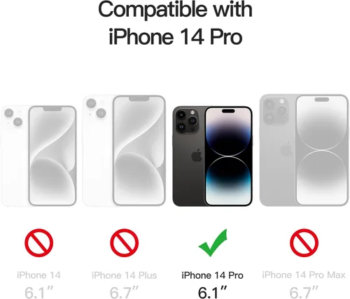 Vista 2 de JETech Funda magnética para iPhone 14 Pro de 6.1 pulgadas, compatible con carga inalámbrica MagSafe, a prueba de golpes, parte trasera transparente