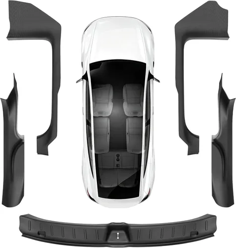 Vista 9 de 5PCS Door Sill Protector for Tesla Model YL Door Entry Guard (Black)