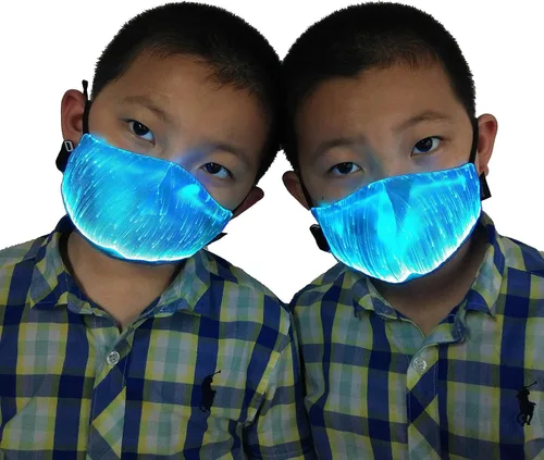 Vista 3 de Máscara LED para niños RGB LED de fibra óptica iluminada para fiestas Rave Halloween máscaras para niños y niñas