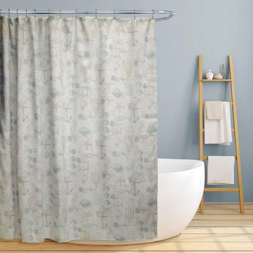 Vista 6 de Linen Store lona cortina de regadera de tela, 70"x70