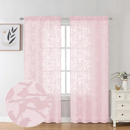 Vista 40 de OVZME Anji Clip Voile Sheer Tiers RD 2X30X36 Negro