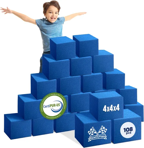 Vista 10 de RaceCityFoam Foam Pits Cubes/Blocks (108pcs) High Density Foam Pit Cubes Blocks, Multiple Size Available, Multiple Colors Available, Made in USA