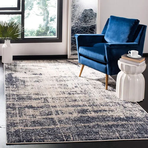 Vista 16 de SAFAVIEH Adirondack Collection - Alfombra de pasillo de 2 pies 1 pulgada x 8 pies, beige y pizarra, diseño abstracto moderno, no desprende pelusa