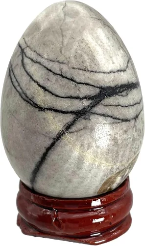 Vista 23 de Fekuar Figura de huevo de piedra, cristal curativo pulido, escultura de esfera de huevos de Pascua con soporte de madera, piedra de ojo de tigre