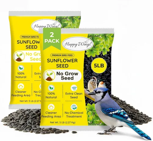 Vista 10 de Happy Wings Semillas de Girasol de Aceite Negro – Alimento para Aves Silvestres de 5 libras para Cardenales, Pinzones y Carboneros – Alimento