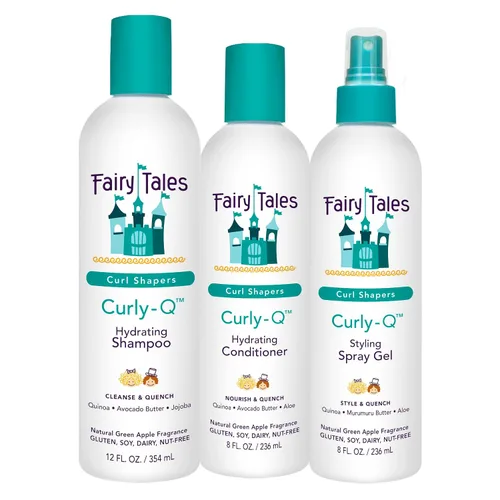 Vista 8 de Fairy Tales Curly Q - Champú hidratante para niños de 12 onzas y acondicionador de 8 onzas, sin parabenos, sulfatos, gluten y nueces, para todo tipo