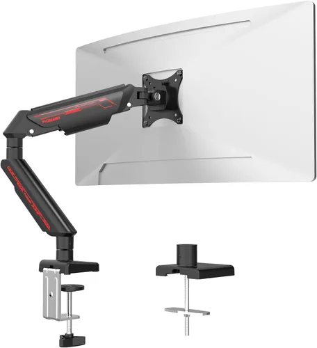 Vista 8 de Fydeamer Brazo de monitor dual para pantallas de 17 a 35 pulgadas de hasta 24.2 libras, soporte ergonómico de monitor de resorte de gas con ajuste