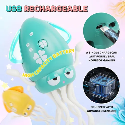 Vista 3 de Pulpo Bailarín - Juguete Eléctrico Musical para Bebés con Luces LED y Música, Juguete Sensorial Interactivo Recargable, Regalo Perfecto para Navidad