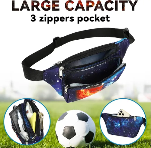 Vista 6 de LEDAOU Riñonera para niños, bolsa cruzada para niños, riñonera, ligera, para el pecho, Baloncesto Rugby Estrellas de fútbol, Talla única