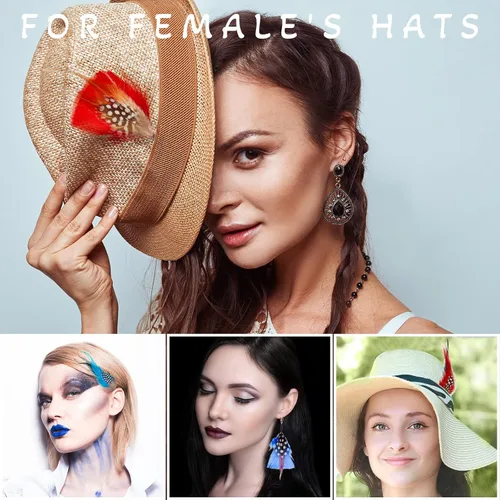 Vista 5 de Kenning 39 plumas de sombrero surtidas para sombreros coloridos reales para manualidades, decoración de boda, hombres y mujeres, aprox. 3.1-4.3 in