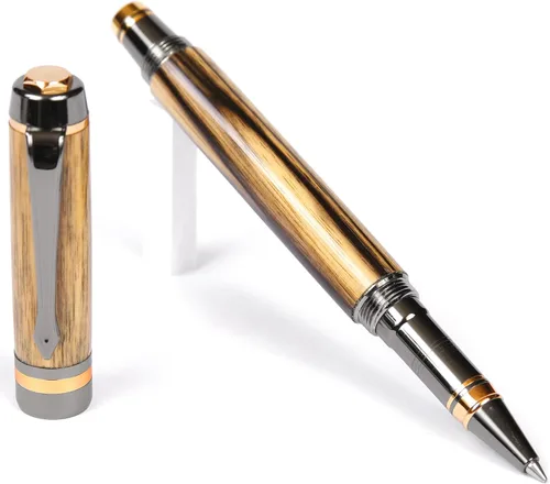 Vista 8 de Lanier Pens Pluma estilográfica Elite - Gun Metal - Negro y Blanco Ébano