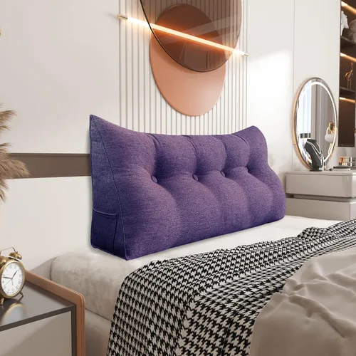 Vista 10 de Almohada pequeña de cuña para cabecero, almohada de lectura para sentarse en la cama, respaldo de adulto, almohada triangular de refuerzo para sofá