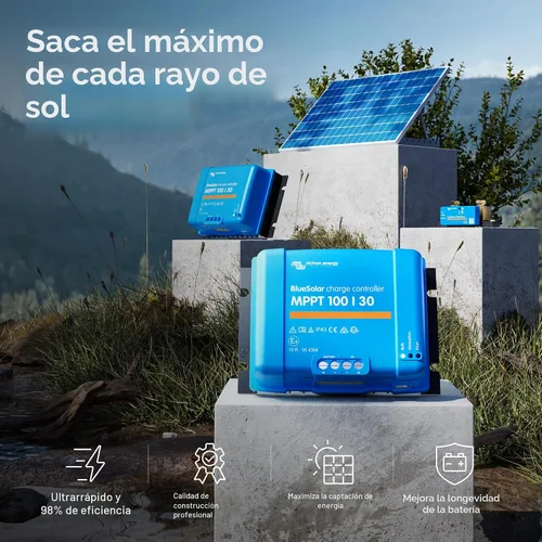 Vista 2 de Victron Energy BlueSolar MPPT Controlador de carga solar - Controladores de carga para paneles solares - 100V, 30 amperios, 12/24 voltios