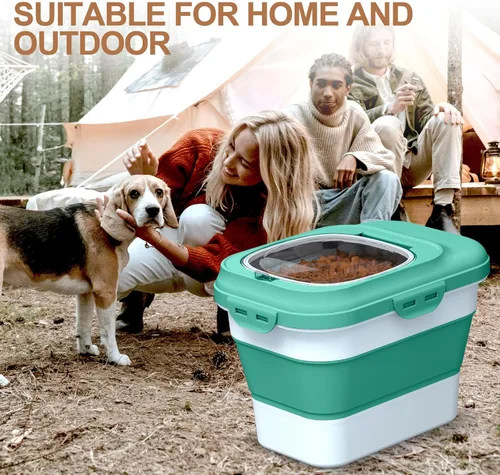 Vista 6 de TIOVERY Contenedor de Almacenamiento de Comida para Perros, Contenedores Plegables de Comida para Perros y Gatos de 10lb a 13lb con Tapa Abatible