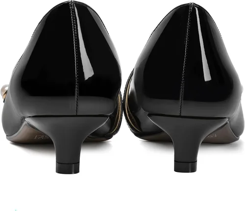 Vista 4 de ROSERWISH Vestido de noche para mujer, sin cordones, con puntera puntiaguda, patente, tacón bajo, zapatos de tacón bajo de 1.5 pulgadas