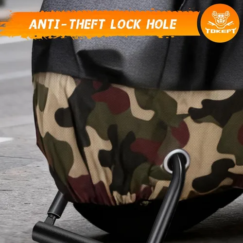 Vista 3 de Funda impermeable para motocicleta, bolsa de almacenamiento para exteriores, hecha de material resistente con agujeros de bloqueo y tira
