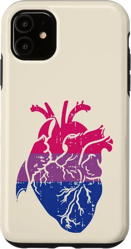Vista 5 de Funda de regalo para enfermera LGBTQ para iPhone 14 con corazón anatómico y orgullo bisexual