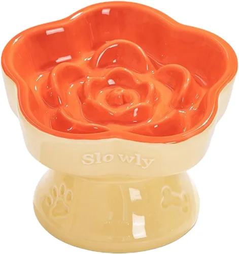 Vista 11 de Ceramic Dog and Cats Slow Feeder Treats Bowl with Raised Design for Small Pet Helps Choking and Improves Digestion Pet Slow Feeder Bowl caramel