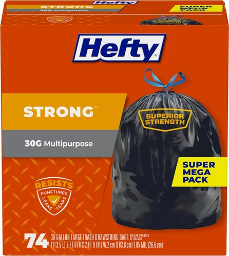 Vista 8 de Bolsas para basura Hefty Grandes, Resistentes para basura , 30 Galones, 56