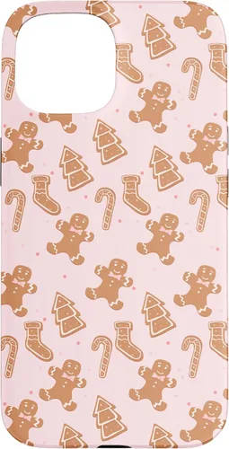 Vista 6 de iPhone 16 Pink Gingerbread Cookie Christmas with Polka Dots Case