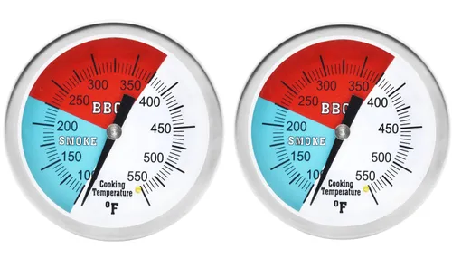 Vista 7 de GasSaf 2 3/8" barbacoa de acero inoxidable parrilla de carbón de madera ahumador de temperatura Pit termómetro Fahrenheit e indicador de calor