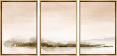 Vista 134 de SIGNWIN Lienzo enmarcado para pared, juego de arte tranquilo con reflejo de lago, acuarela, montaña y agua, ilustraciones modernas, arte abstracto