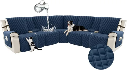 Vista 30 de Arfntevss Fundas para sofá seccional reclinable para sofá seccional en forma de L, funda antideslizante lavable para sofá reclinable con forma de L